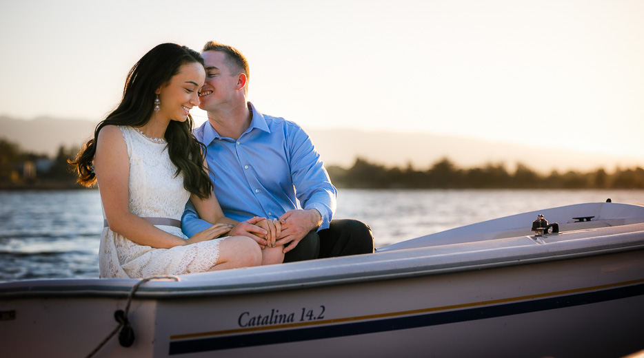 Featured ENGAGEMENT Photos - Mountain View Shoreline Lake Wedding Photos